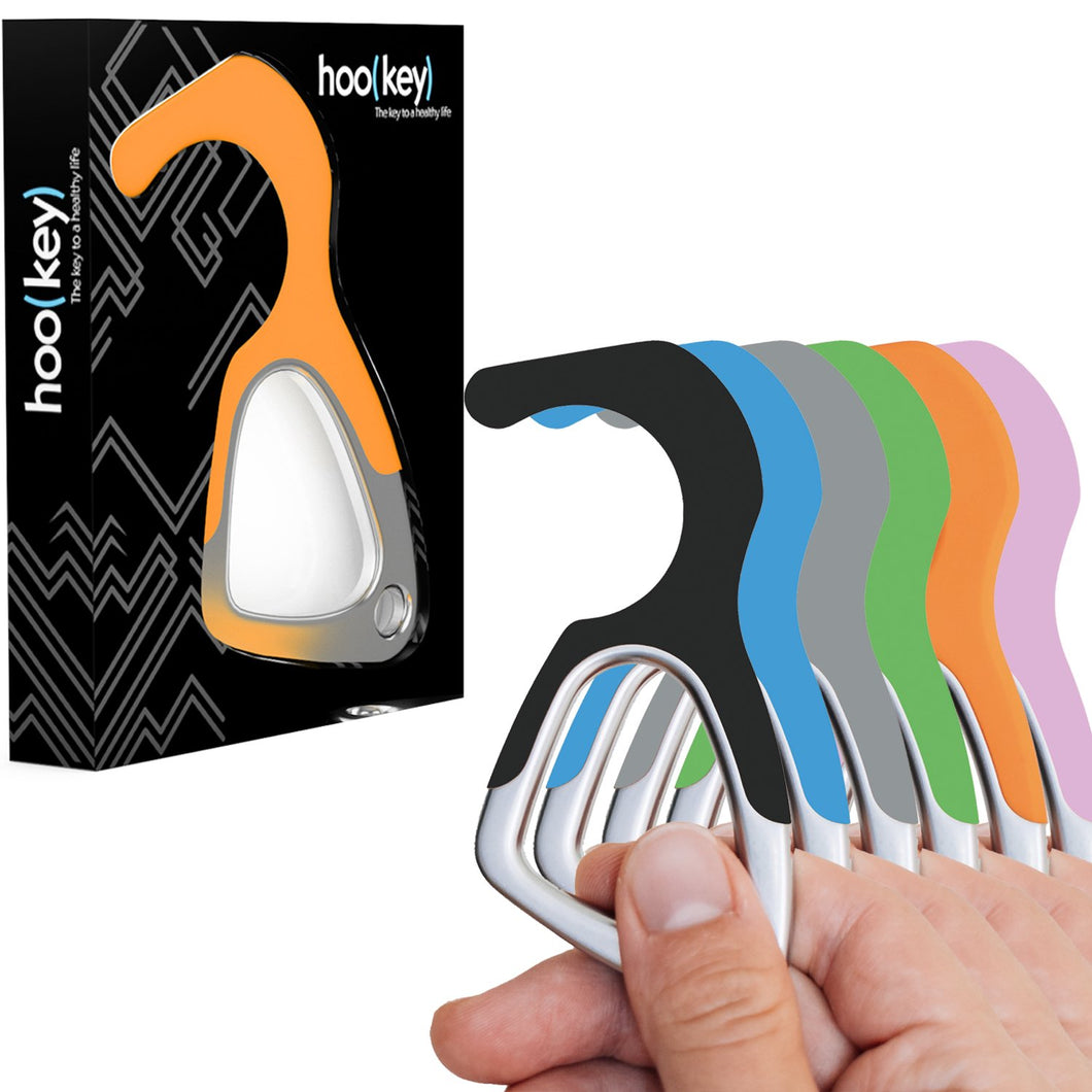 6 Pack of hoo(key)™ - The Only Patented Antimicrobial Silicone No-Touch Keychain Tool - Value Pack Deal